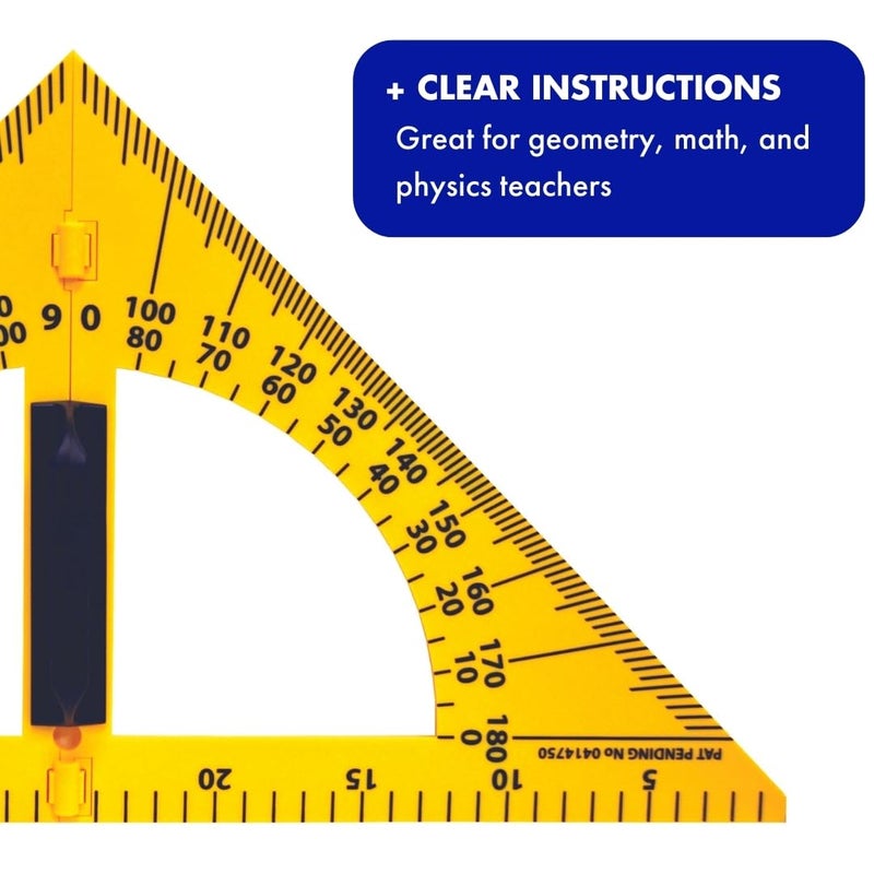 Helix - Magnetic Classroom Whiteboard Geometry 4 Piece Set - Compass - 2 Triangles - Ruler - Protractor - Image 5